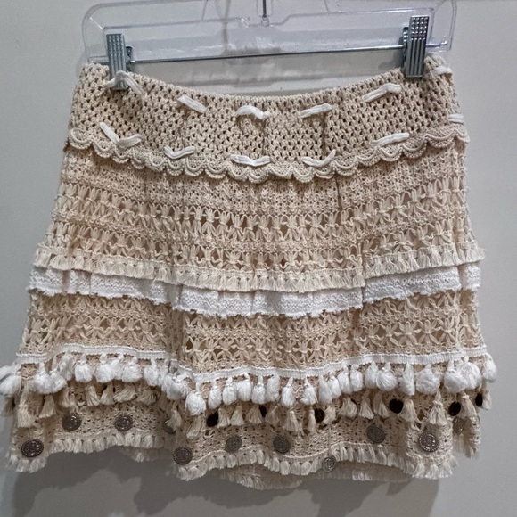 Surf Gypsy Cream Crochet Mini Skirt - Picture 4 of 5